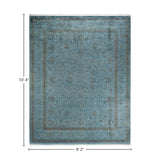 Overton Hand Knotted Wool Vintage Inspired Modern Contemporary Overdyed Blue Area Rug - 8' 2" x 10' 4"