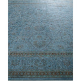 Overton Hand Knotted Wool Vintage Inspired Modern Contemporary Overdyed Blue Area Rug - 8' 2" x 10' 4"
