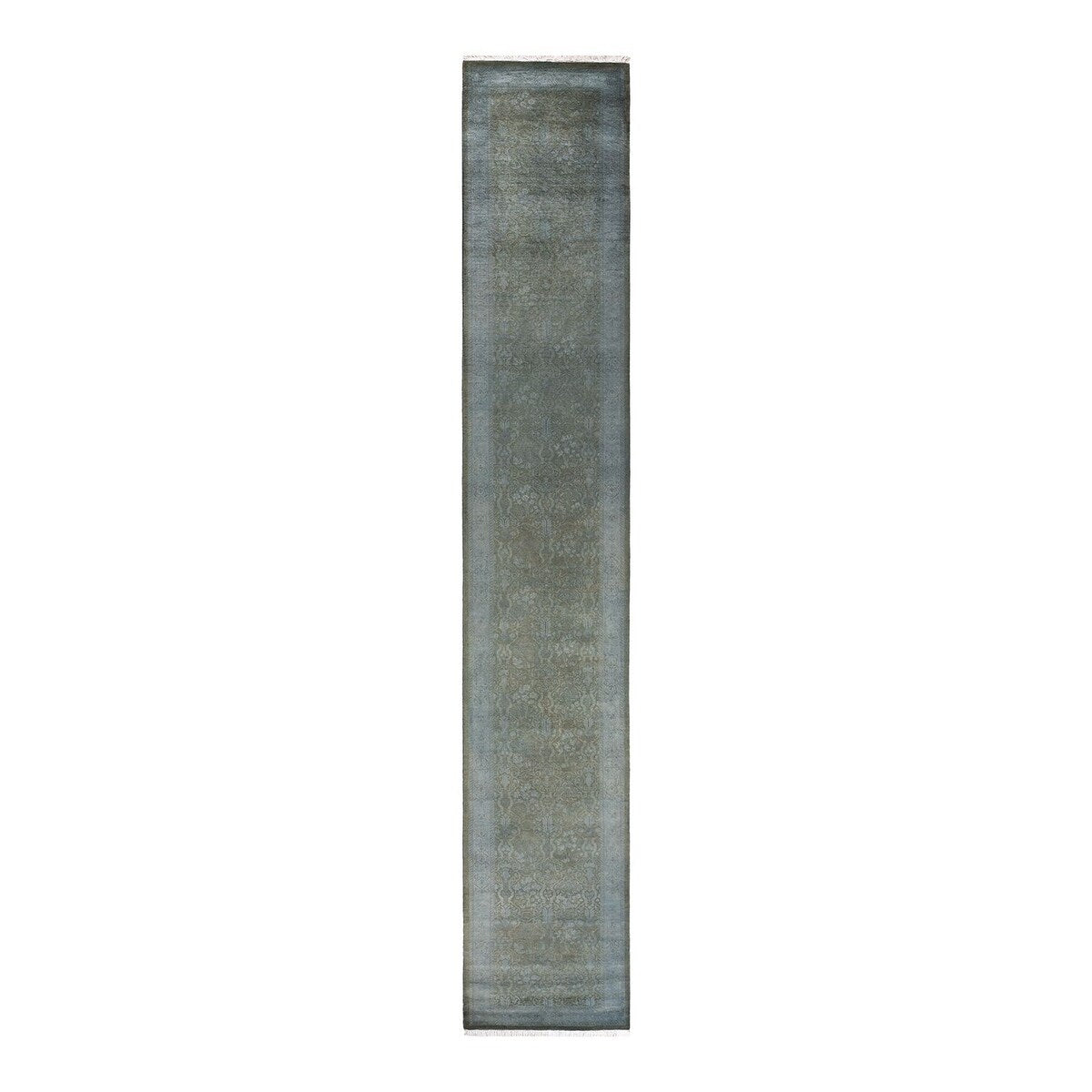 Overton Hand Knotted Wool Vintage Inspired Modern Contemporary Overdyed Brown Runner Rug - 2' 7" x 16' 1"