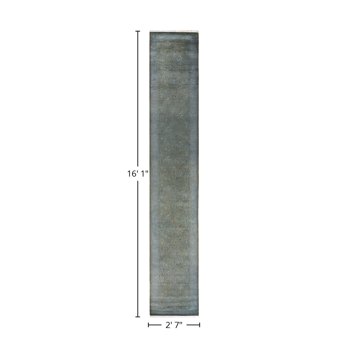Overton Hand Knotted Wool Vintage Inspired Modern Contemporary Overdyed Brown Runner Rug - 2' 7" x 16' 1"