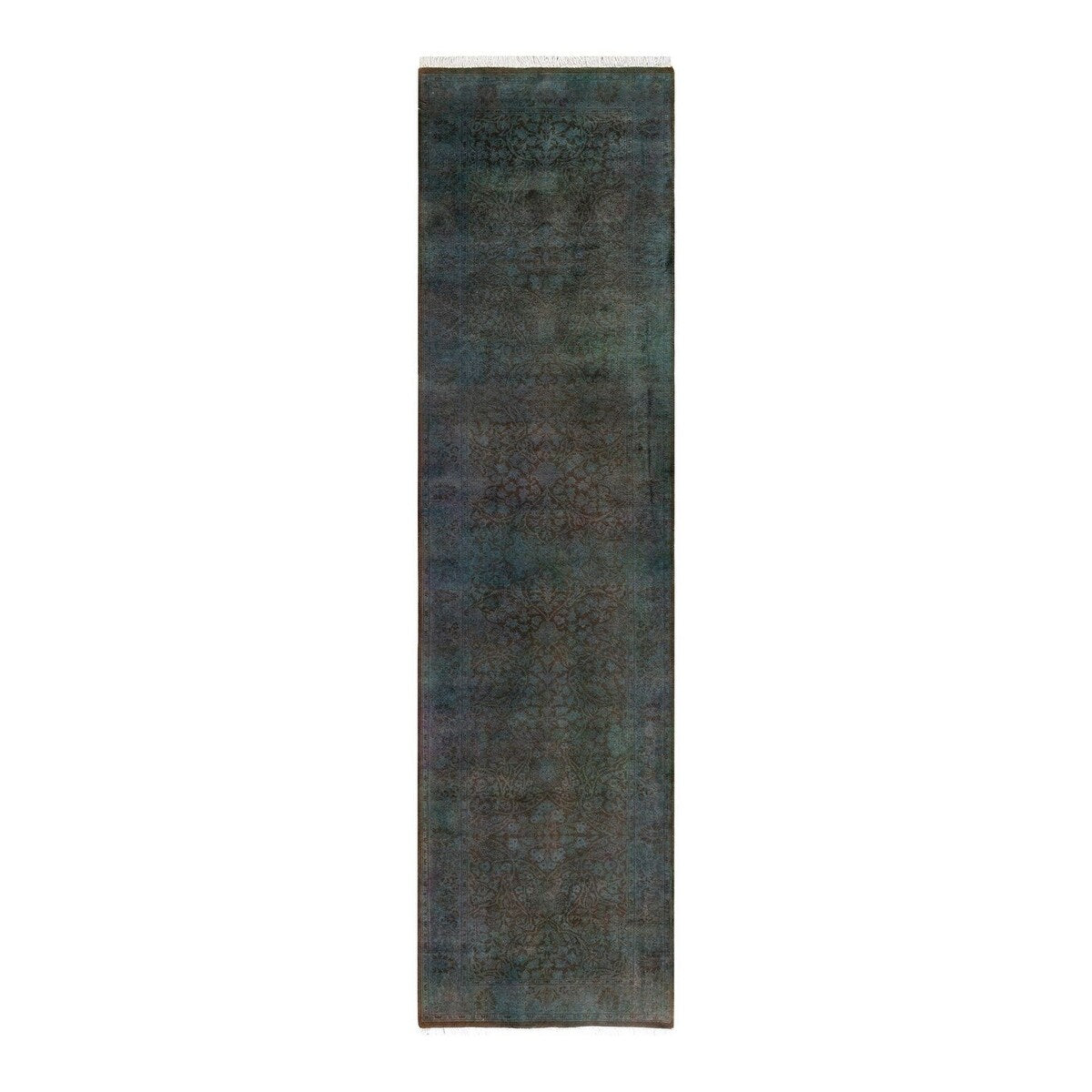 Overton Hand Knotted Wool Vintage Inspired Modern Contemporary Overdyed Gray Runner Rug - 2' 7" x 10' 3"