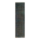 Overton Hand Knotted Wool Vintage Inspired Modern Contemporary Overdyed Gray Runner Rug - 2' 7" x 10' 3"