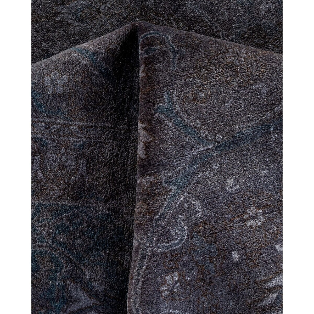 Overton Hand Knotted Wool Vintage Inspired Modern Contemporary Overdyed Gray Area Rug - 8' 0" x 10' 8"
