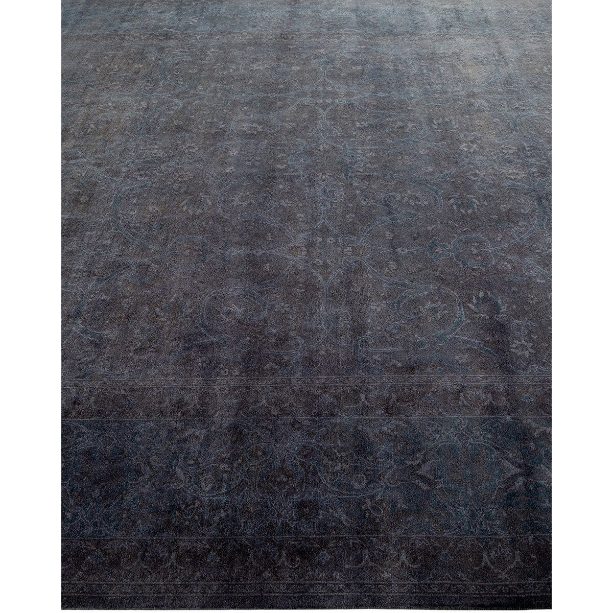 Overton Hand Knotted Wool Vintage Inspired Modern Contemporary Overdyed Gray Area Rug - 8' 0" x 10' 8"