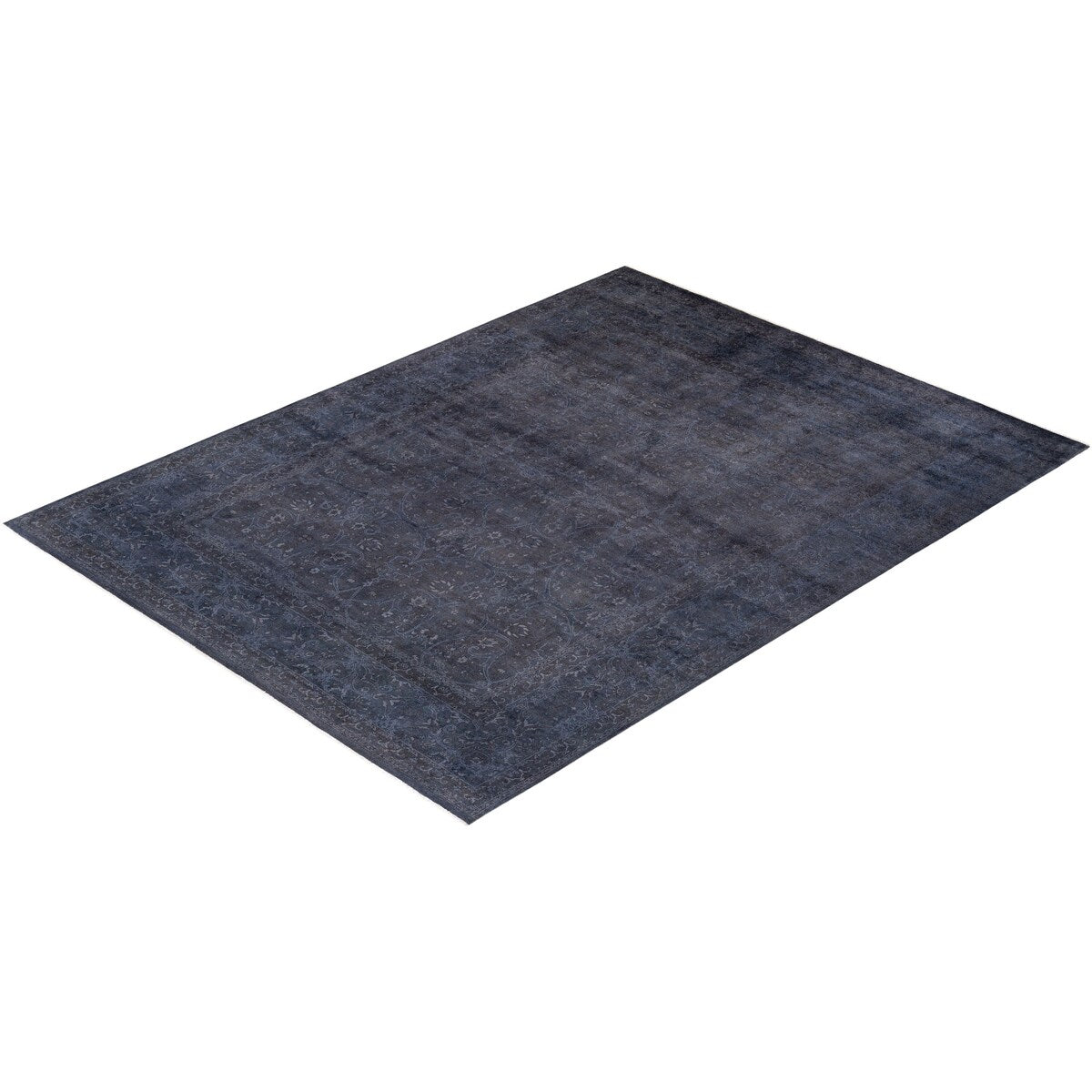 Overton Hand Knotted Wool Vintage Inspired Modern Contemporary Overdyed Gray Area Rug - 8' 0" x 10' 8"