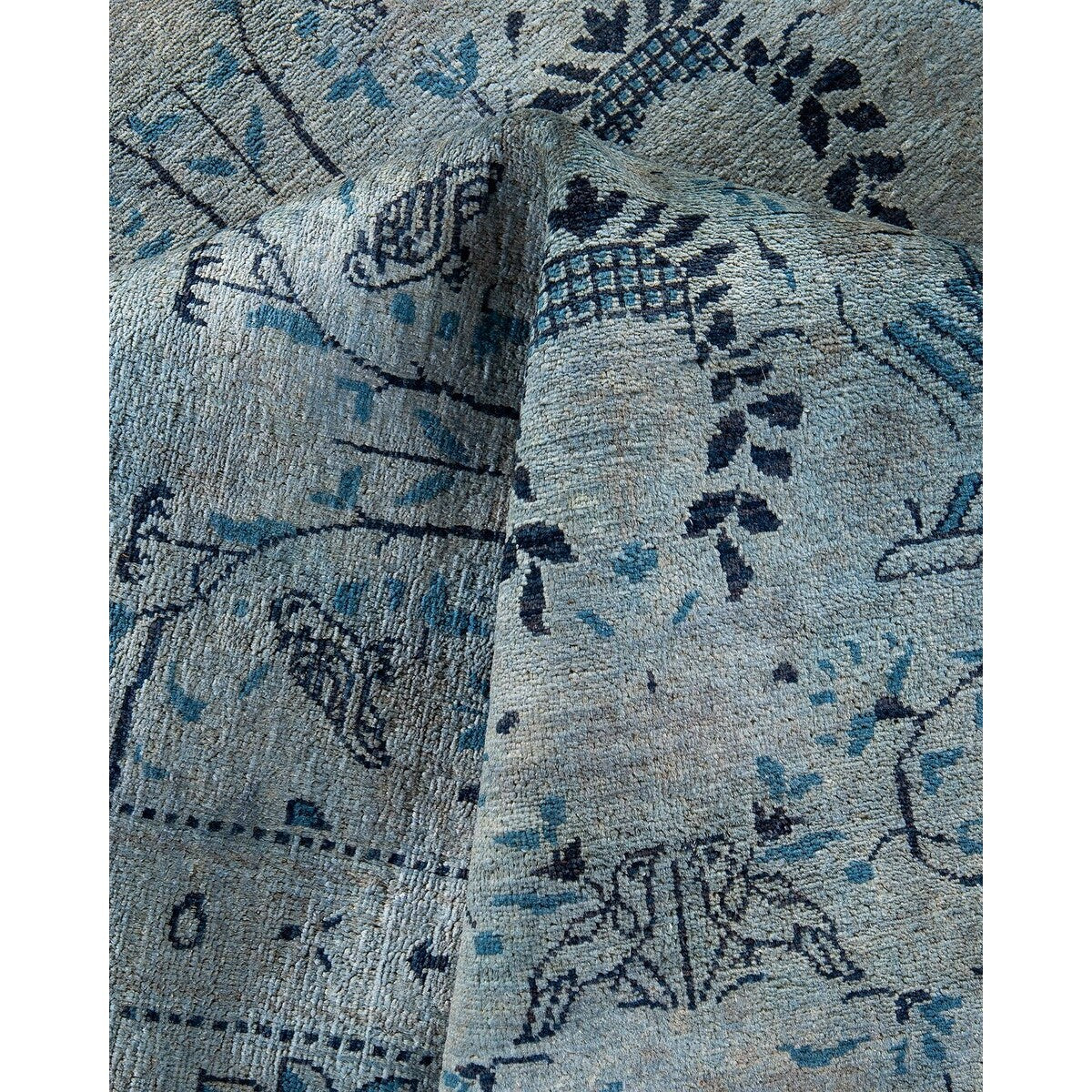 Fine Vibrance, One-of-a-Kind Hand-Knotted Area Rug - Gray, 8' 1" x 10' 2" - 8' 1" x 10' 2"