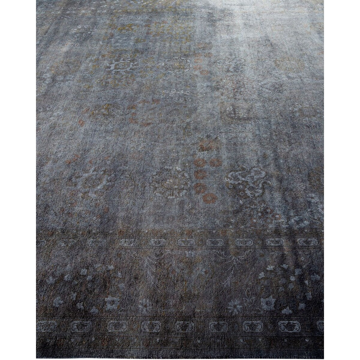 Overton Hand Knotted Wool Vintage Inspired Modern Contemporary Overdyed Gray Area Rug - 8' 1" x 10' 2"