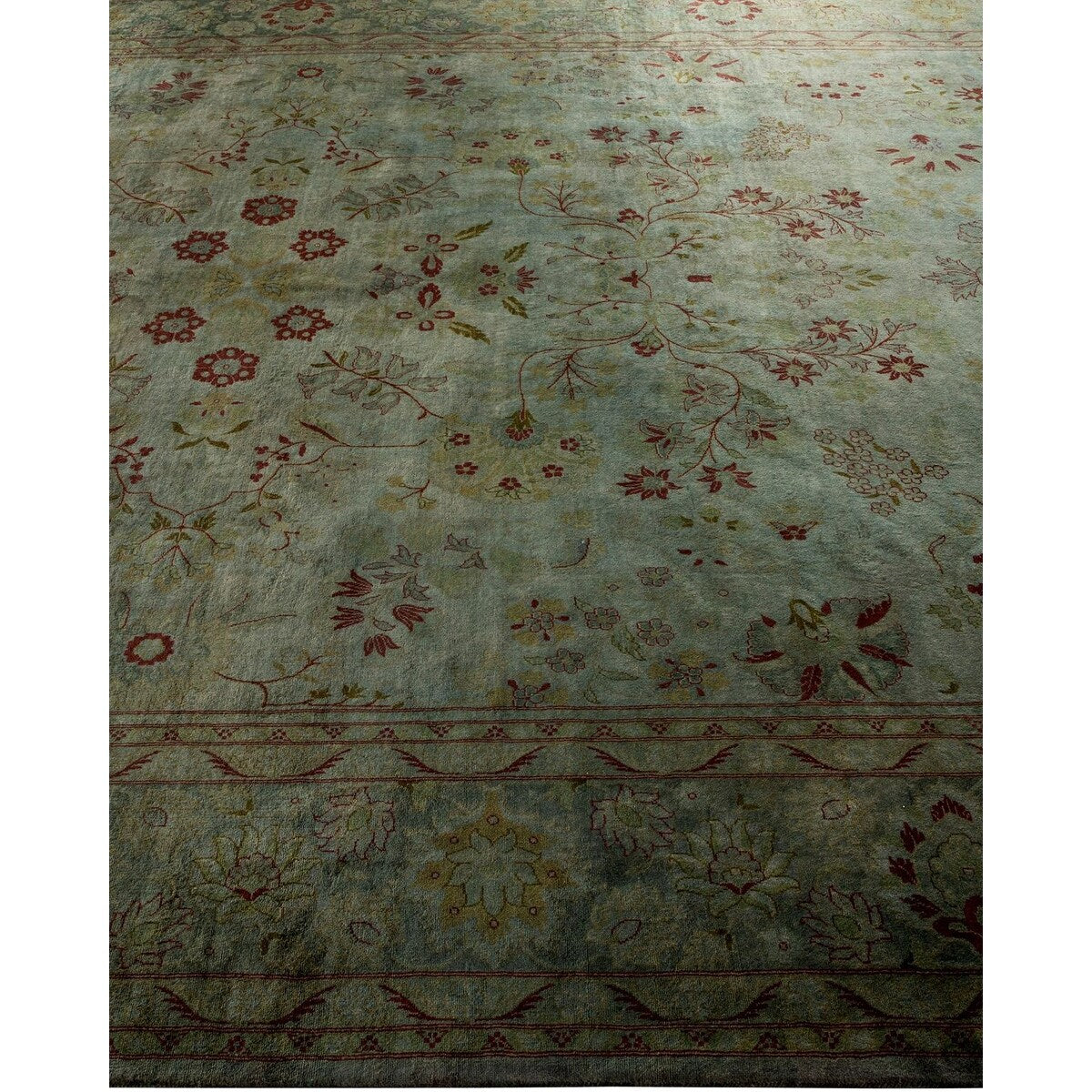 Overton Hand Knotted Wool Vintage Inspired Modern Contemporary Overdyed Gray Area Rug - 8' 1" x 10' 5"