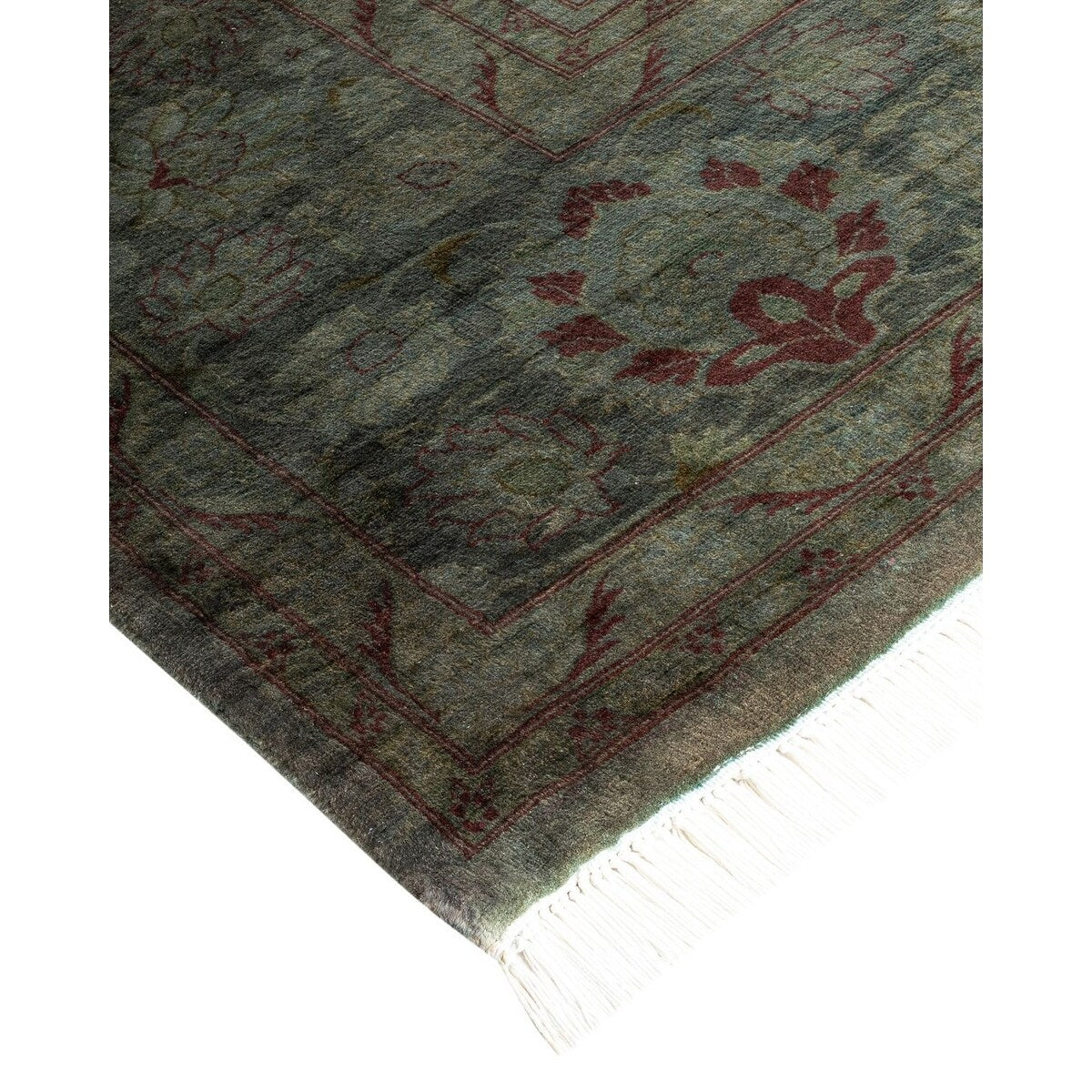 Overton Hand Knotted Wool Vintage Inspired Modern Contemporary Overdyed Gray Area Rug - 8' 1" x 10' 5"