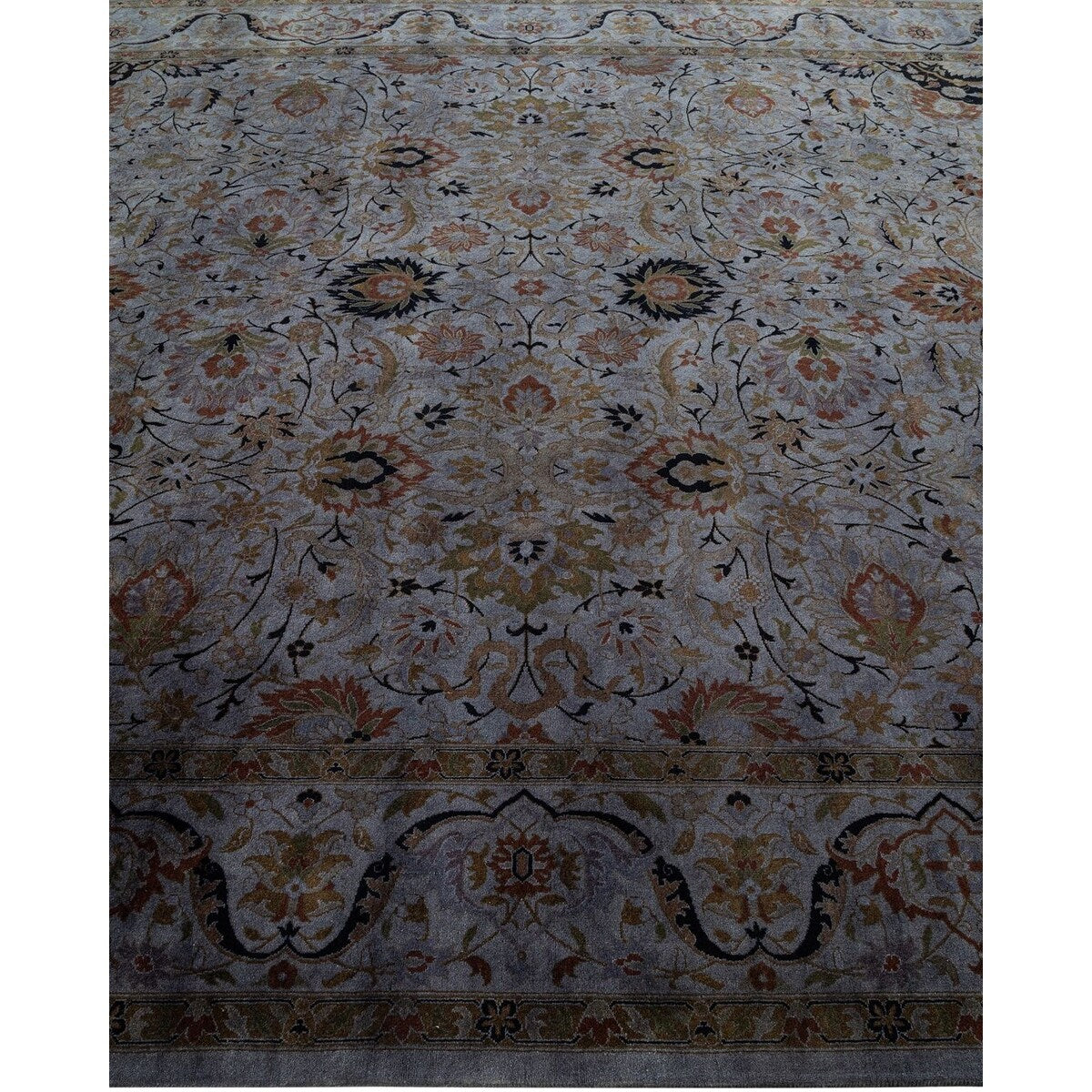 Overton Hand Knotted Wool Vintage Inspired Modern Contemporary Overdyed Gray Area Rug - 8' 1" x 10' 8"