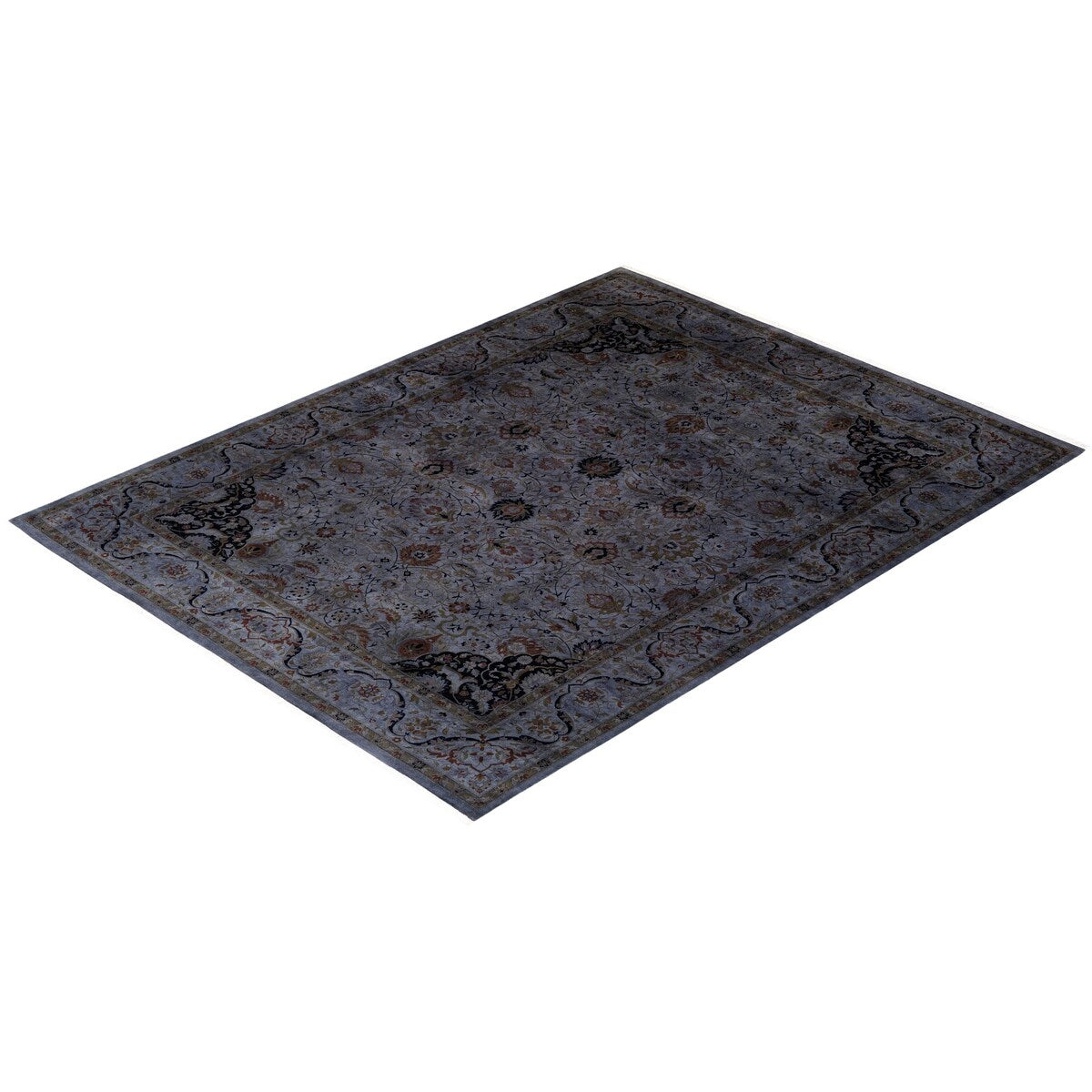 Overton Hand Knotted Wool Vintage Inspired Modern Contemporary Overdyed Gray Area Rug - 8' 1" x 10' 8"