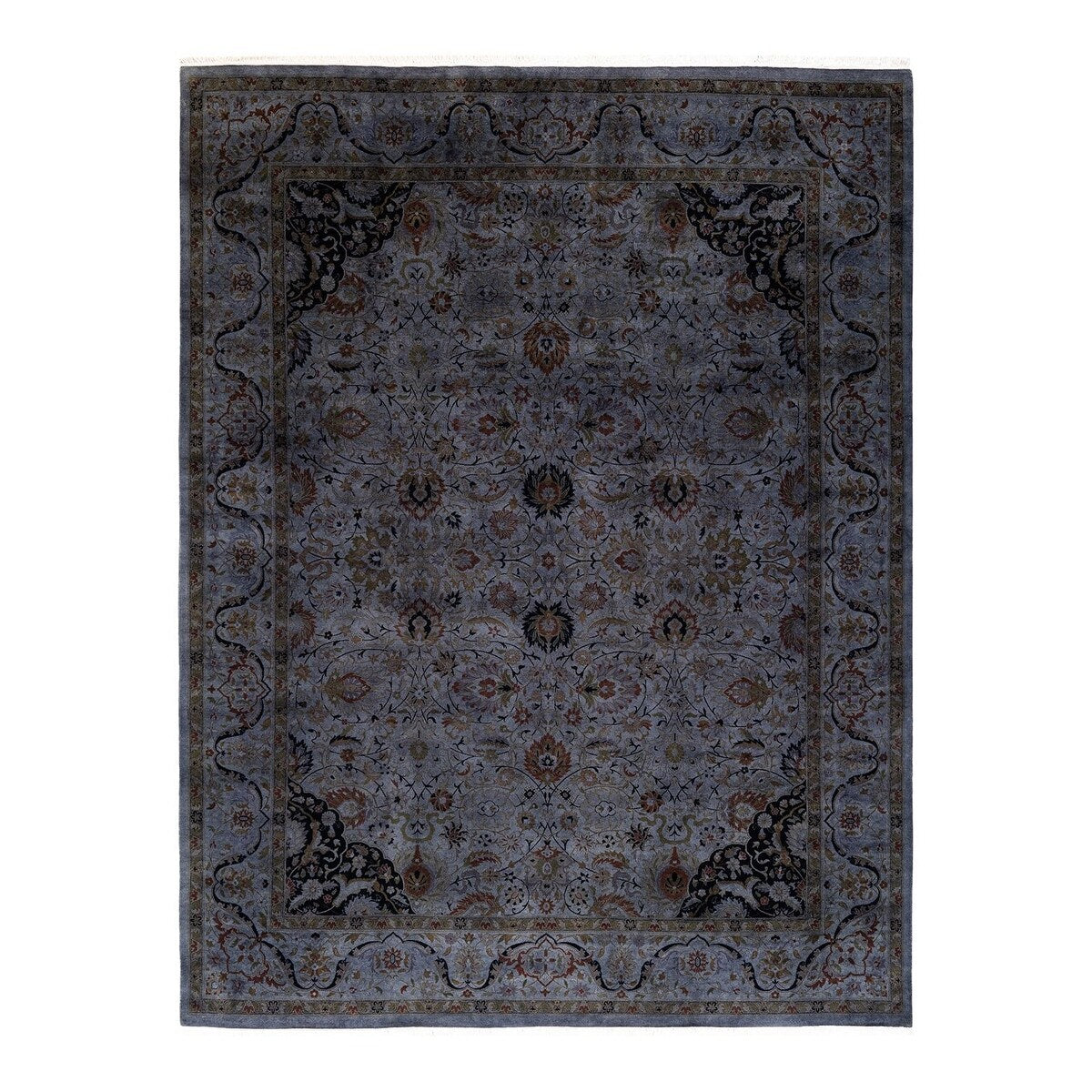 Overton Hand Knotted Wool Vintage Inspired Modern Contemporary Overdyed Gray Area Rug - 8' 1" x 10' 8"