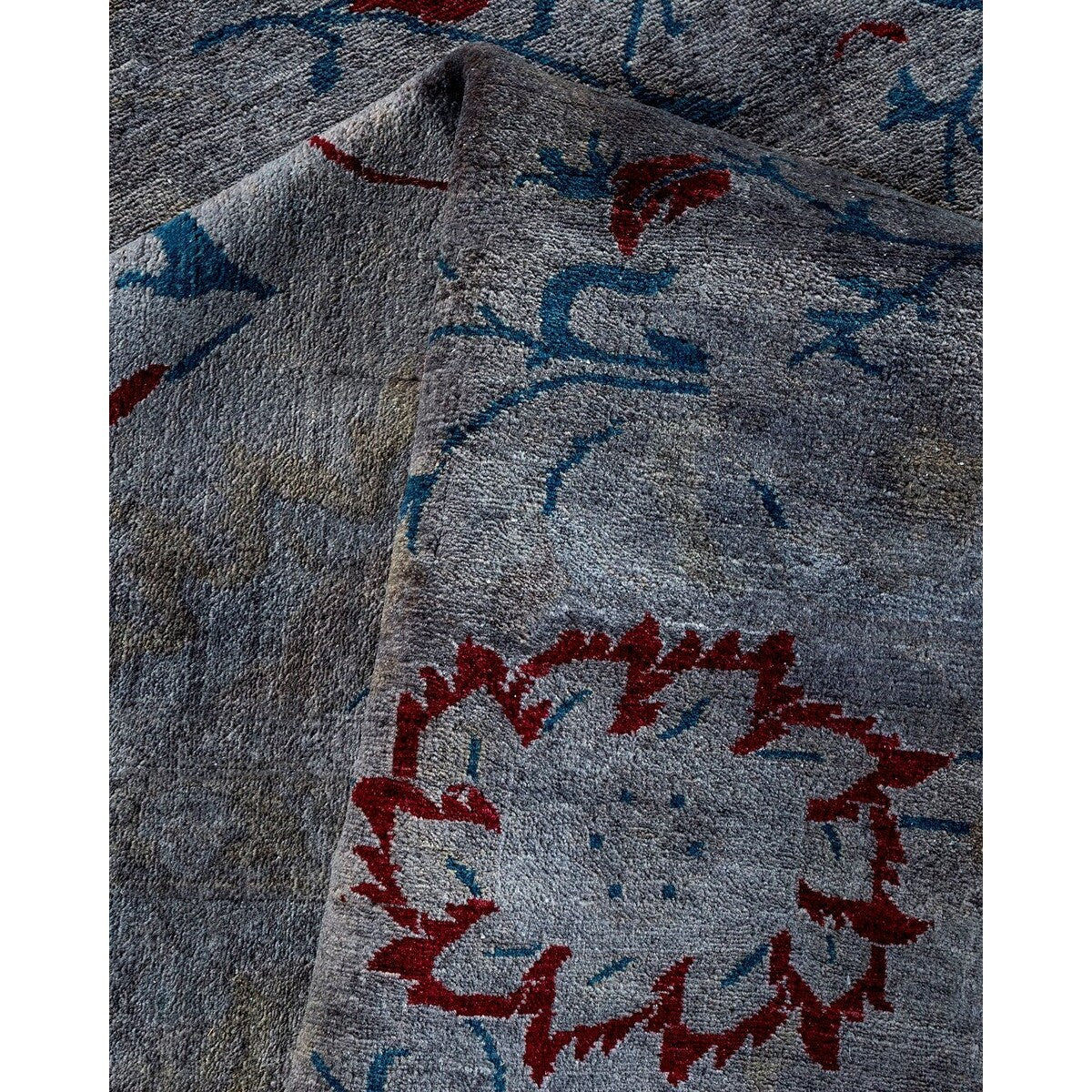 Overton Hand Knotted Wool Vintage Inspired Modern Contemporary Overdyed Gray Area Rug - 8' 2" x 10' 3"