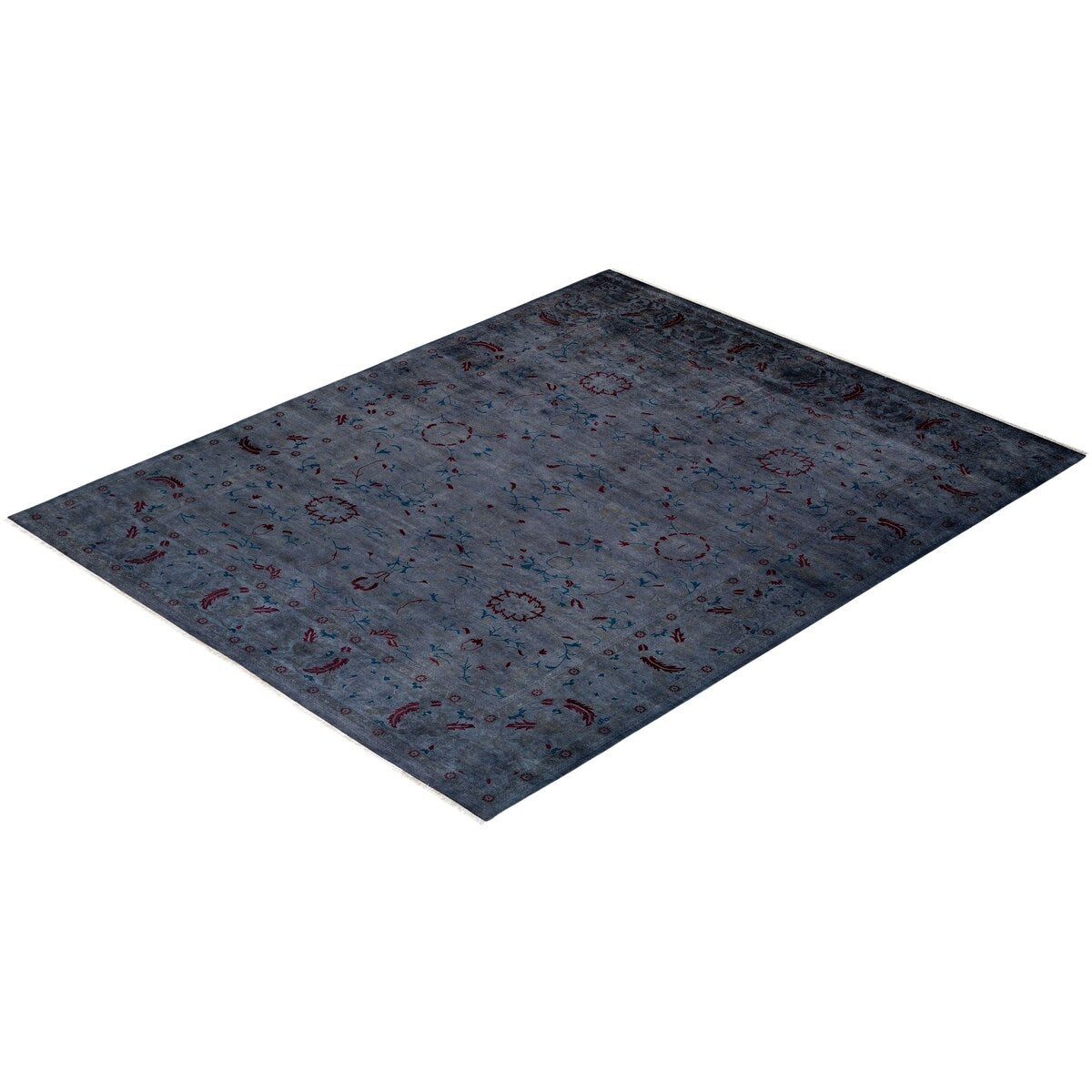 Overton Hand Knotted Wool Vintage Inspired Modern Contemporary Overdyed Gray Area Rug - 8' 2" x 10' 3"