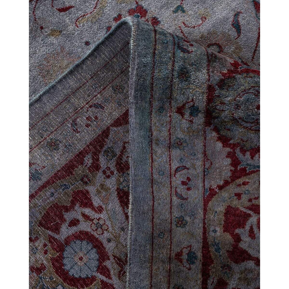 Overton Hand Knotted Wool Vintage Inspired Modern Contemporary Overdyed Gray Area Rug - 8' 3" x 10' 0"