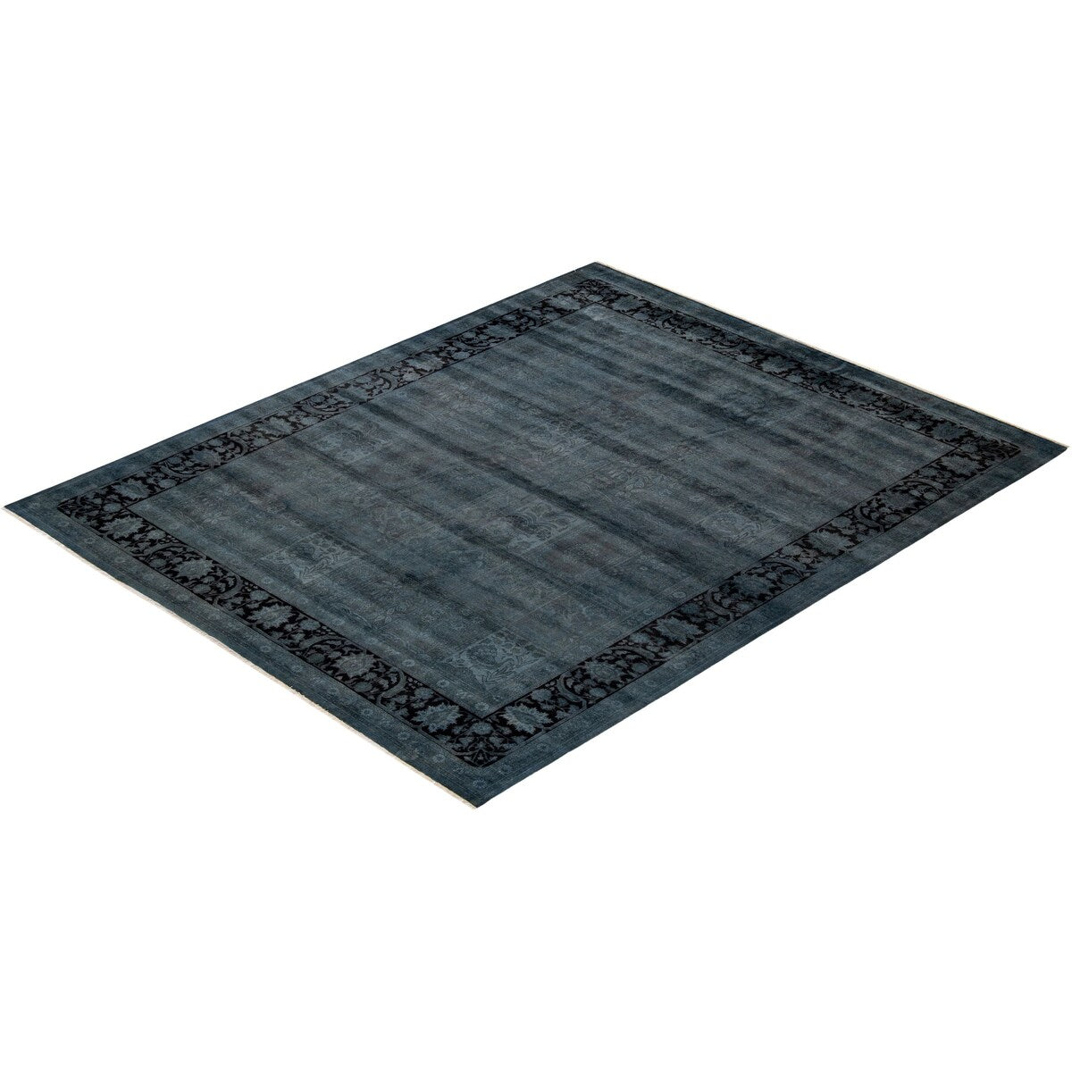 Overton Hand Knotted Wool Vintage Inspired Modern Contemporary Overdyed Gray Area Rug - 8' 3" x 10' 2"