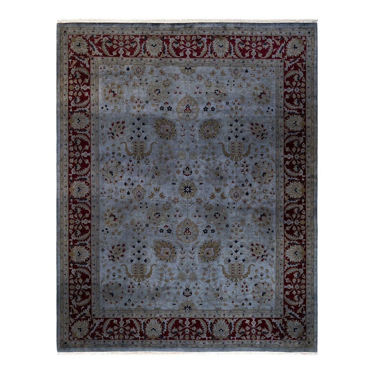 Overton Hand Knotted Wool Vintage Inspired Modern Contemporary Overdyed Gray Area Rug - 8' 3" x 10' 4"