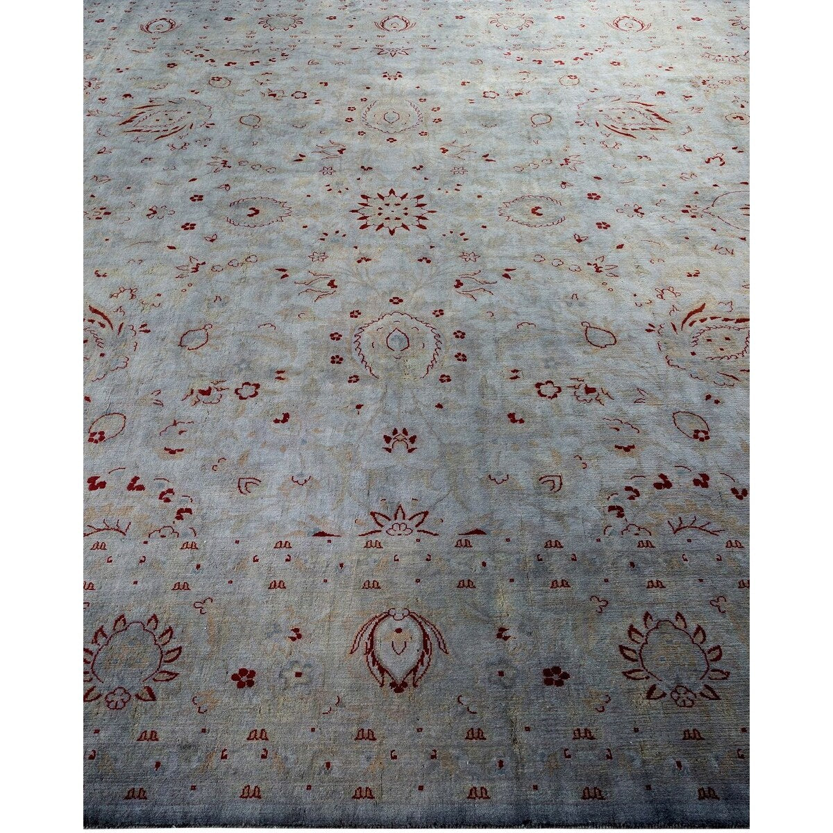 Overton Hand Knotted Wool Vintage Inspired Modern Contemporary Overdyed Gray Area Rug - 8' 3" x 10' 5"