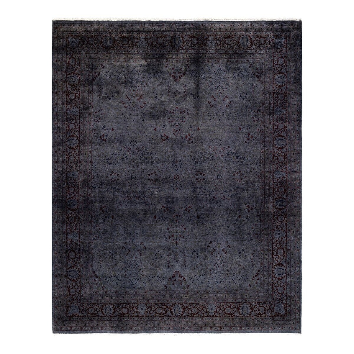Overton Hand Knotted Wool Vintage Inspired Modern Contemporary Overdyed Gray Area Rug - 8' 3" x 10' 5"