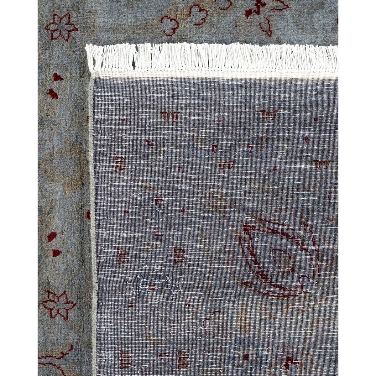 Overton Hand Knotted Wool Vintage Inspired Modern Contemporary Overdyed Gray Area Rug - 8' 3" x 10' 5"