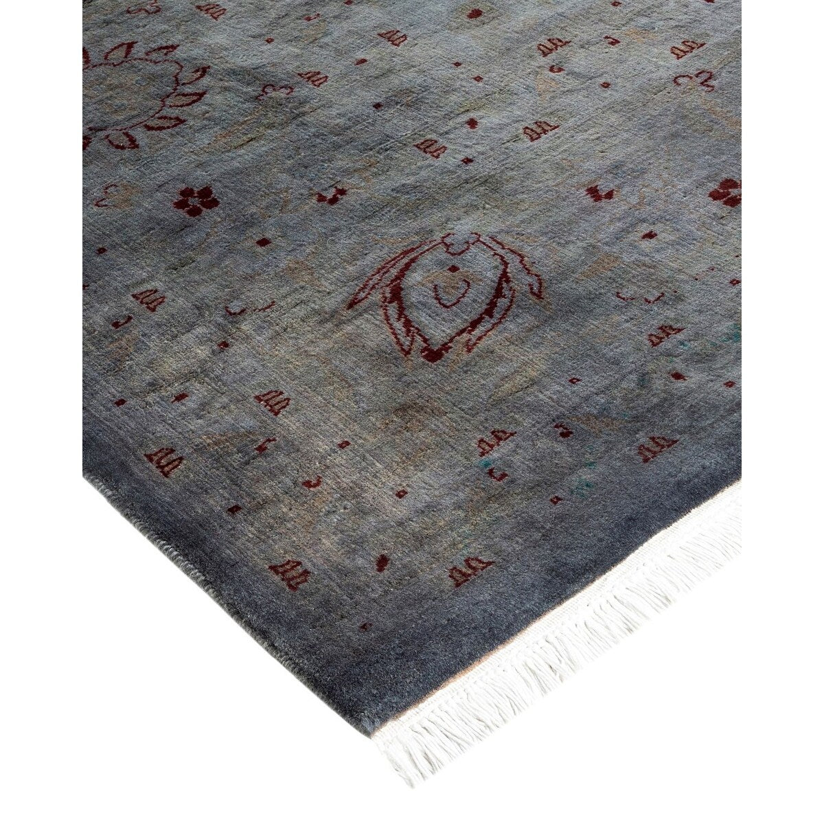 Overton Hand Knotted Wool Vintage Inspired Modern Contemporary Overdyed Gray Area Rug - 8' 3" x 10' 5"