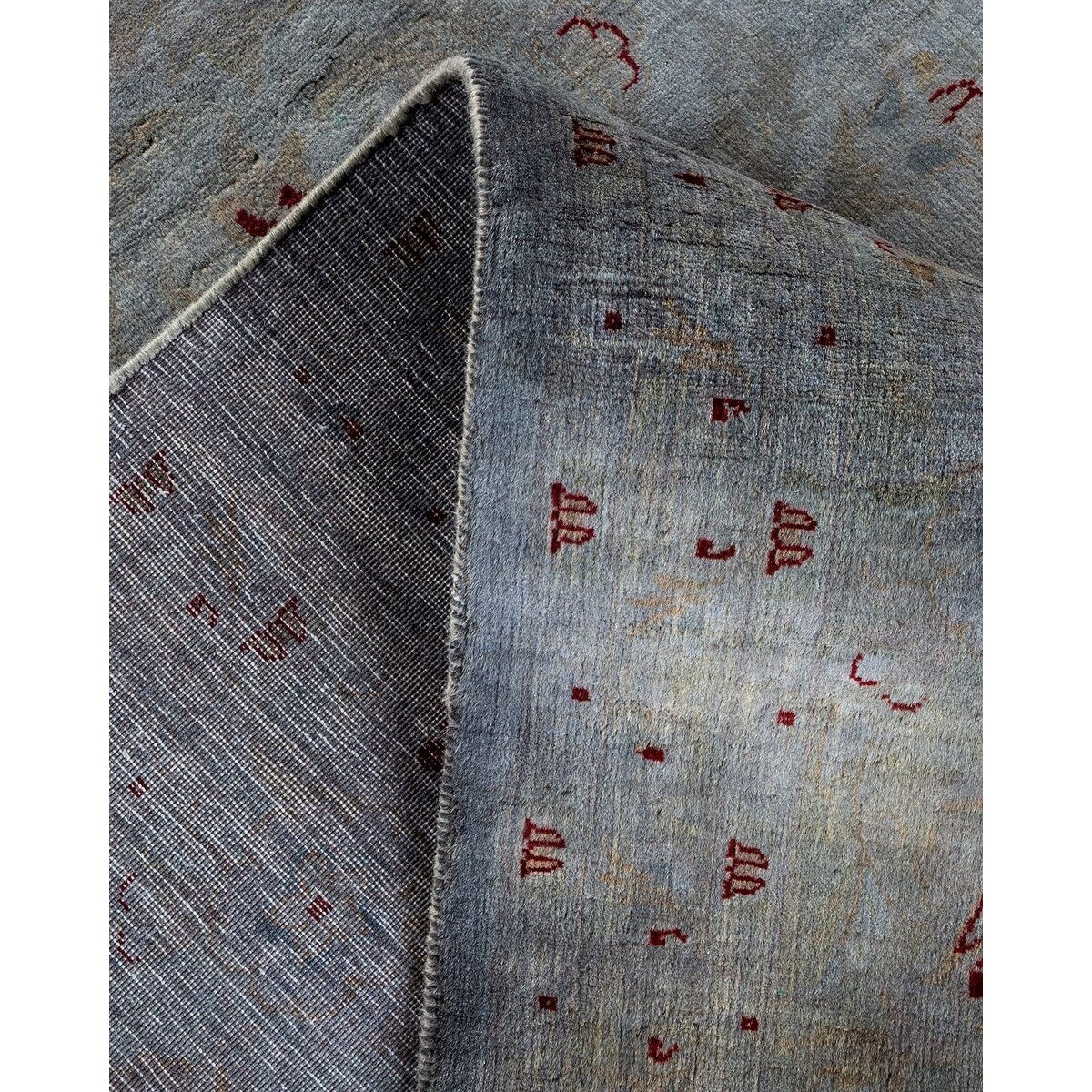 Overton Hand Knotted Wool Vintage Inspired Modern Contemporary Overdyed Gray Area Rug - 8' 3" x 10' 5"