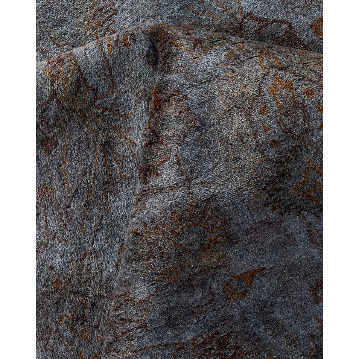 Overton Hand Knotted Wool Vintage Inspired Modern Contemporary Overdyed Gray Area Rug - 8' 4" x 10' 1"