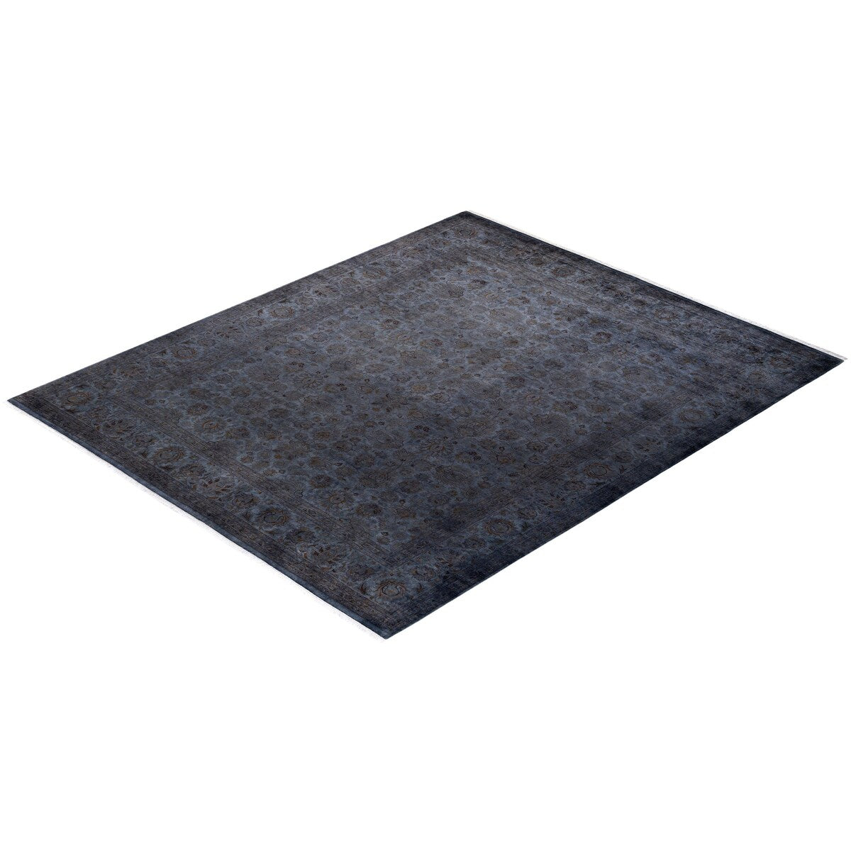 Overton Hand Knotted Wool Vintage Inspired Modern Contemporary Overdyed Gray Area Rug - 8' 4" x 10' 1"