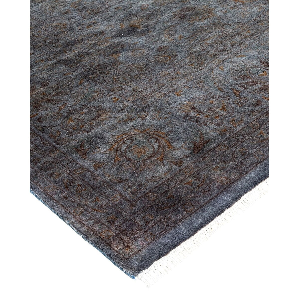Overton Hand Knotted Wool Vintage Inspired Modern Contemporary Overdyed Gray Area Rug - 8' 4" x 10' 1"