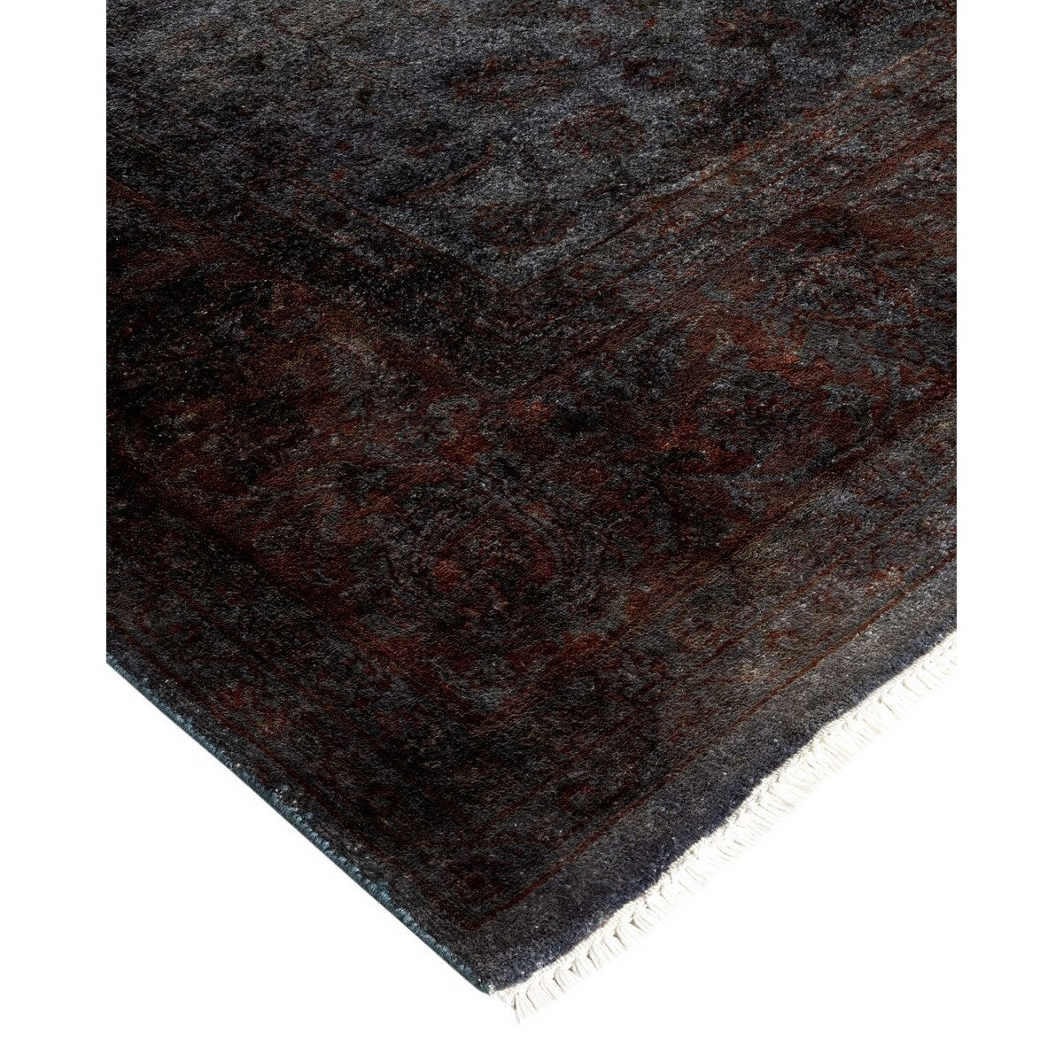 Overton Hand Knotted Wool Vintage Inspired Modern Contemporary Overdyed Gray Area Rug - 8' 4" x 10' 4"