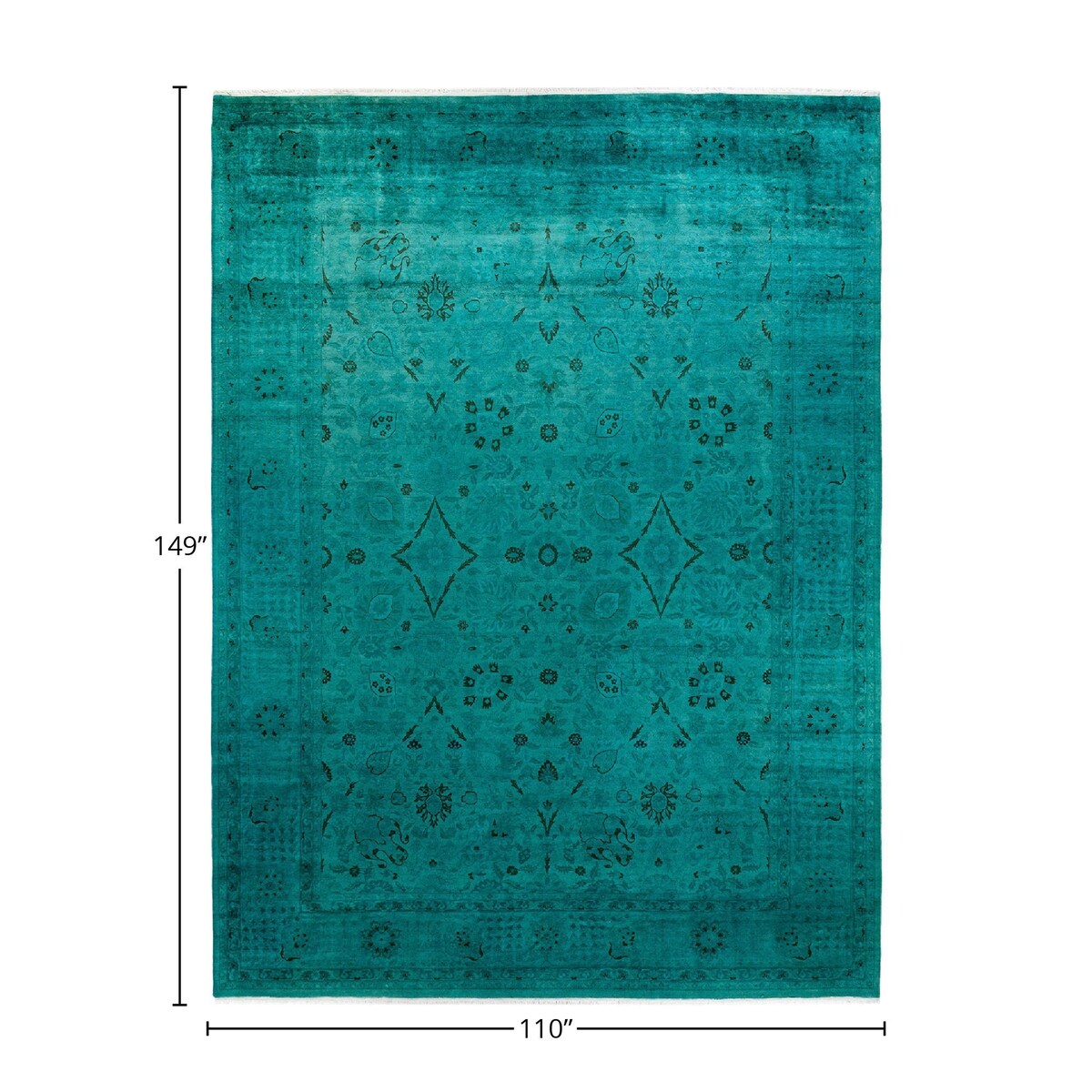 Fine Vibrance, One-of-a-Kind Hand-Knotted Area Rug - Green, 9' 2" x 12' 5" - 9' 2" x 12' 5"