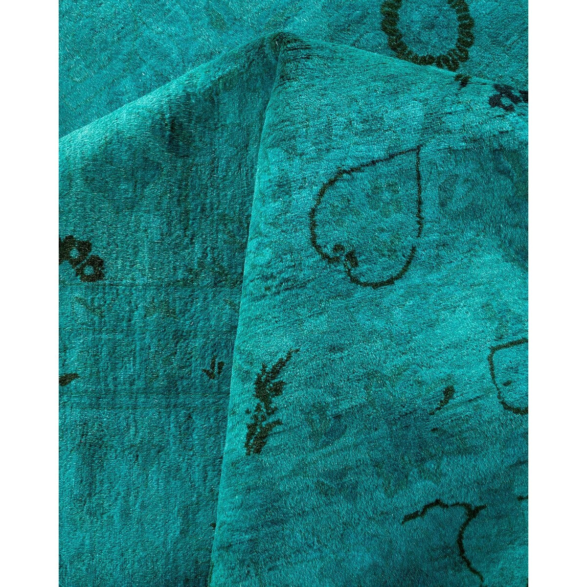 Fine Vibrance, One-of-a-Kind Hand-Knotted Area Rug - Green, 9' 2" x 12' 5" - 9' 2" x 12' 5"