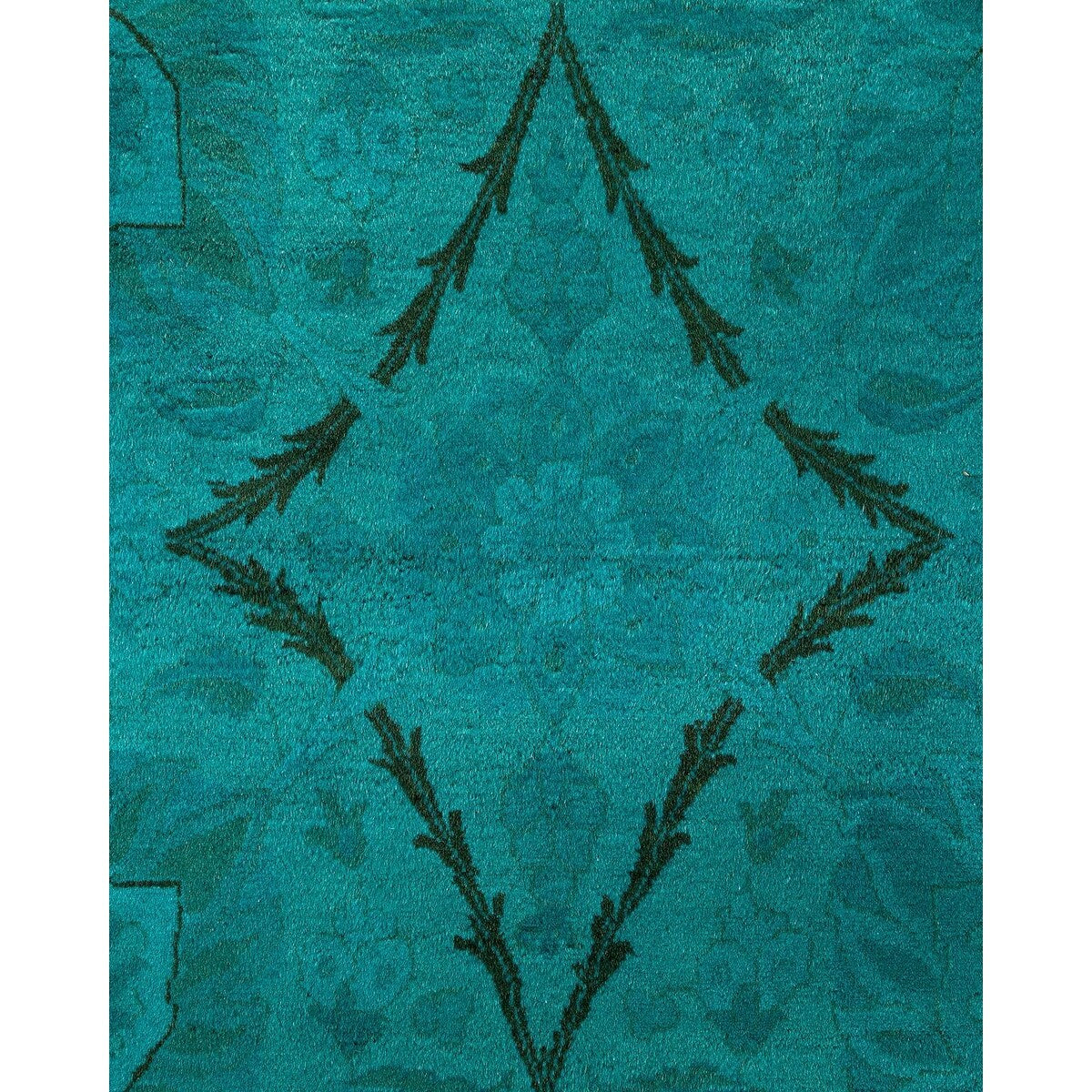 Fine Vibrance, One-of-a-Kind Hand-Knotted Area Rug - Green, 9' 2" x 12' 5" - 9' 2" x 12' 5"
