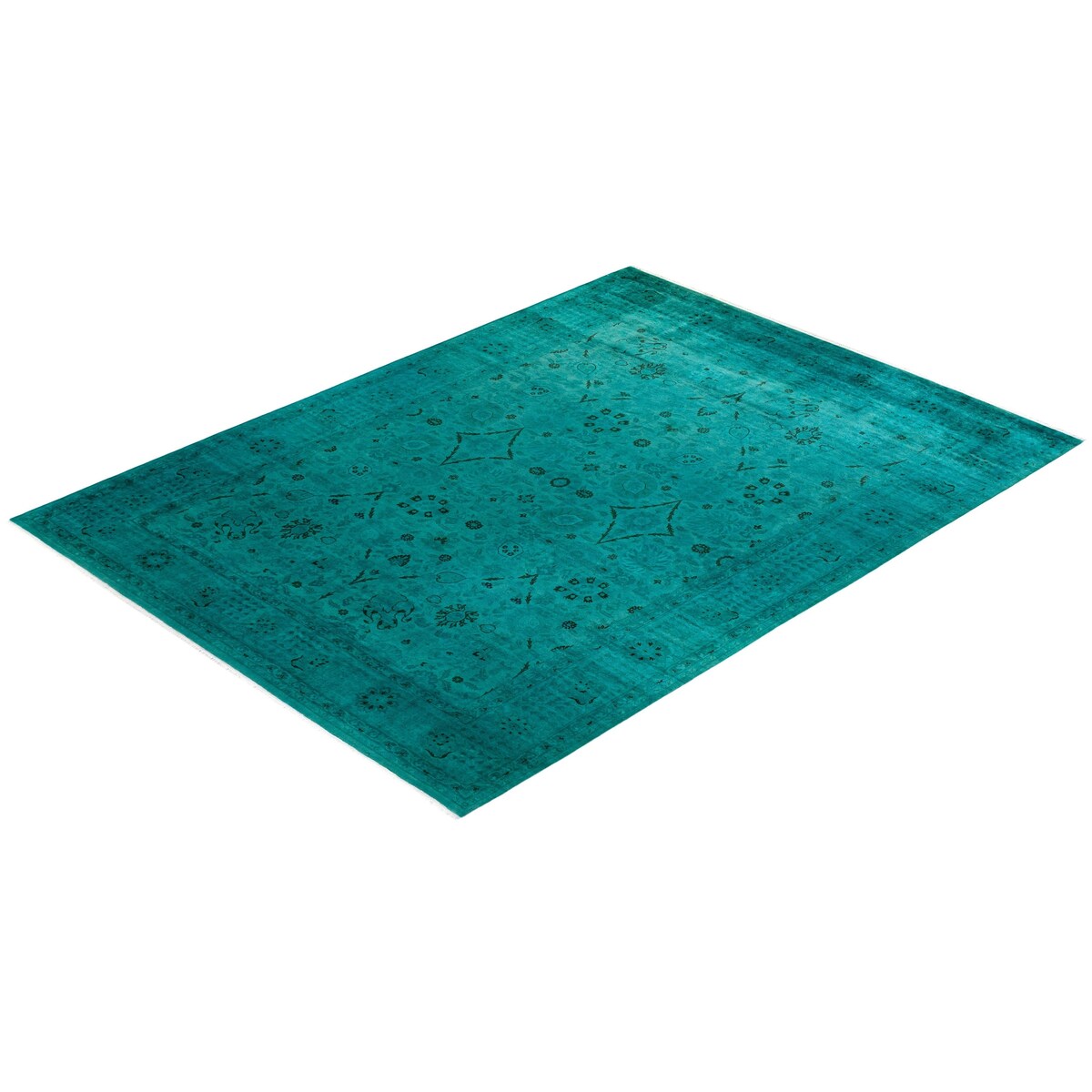 Fine Vibrance, One-of-a-Kind Hand-Knotted Area Rug - Green, 9' 2" x 12' 5" - 9' 2" x 12' 5"