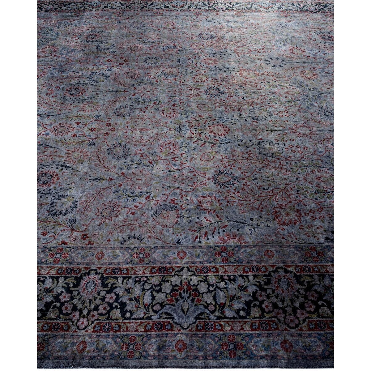 Overton Hand Knotted Wool Vintage Inspired Modern Contemporary Overdyed Gray Area Rug - 8' 1" x 10' 0"