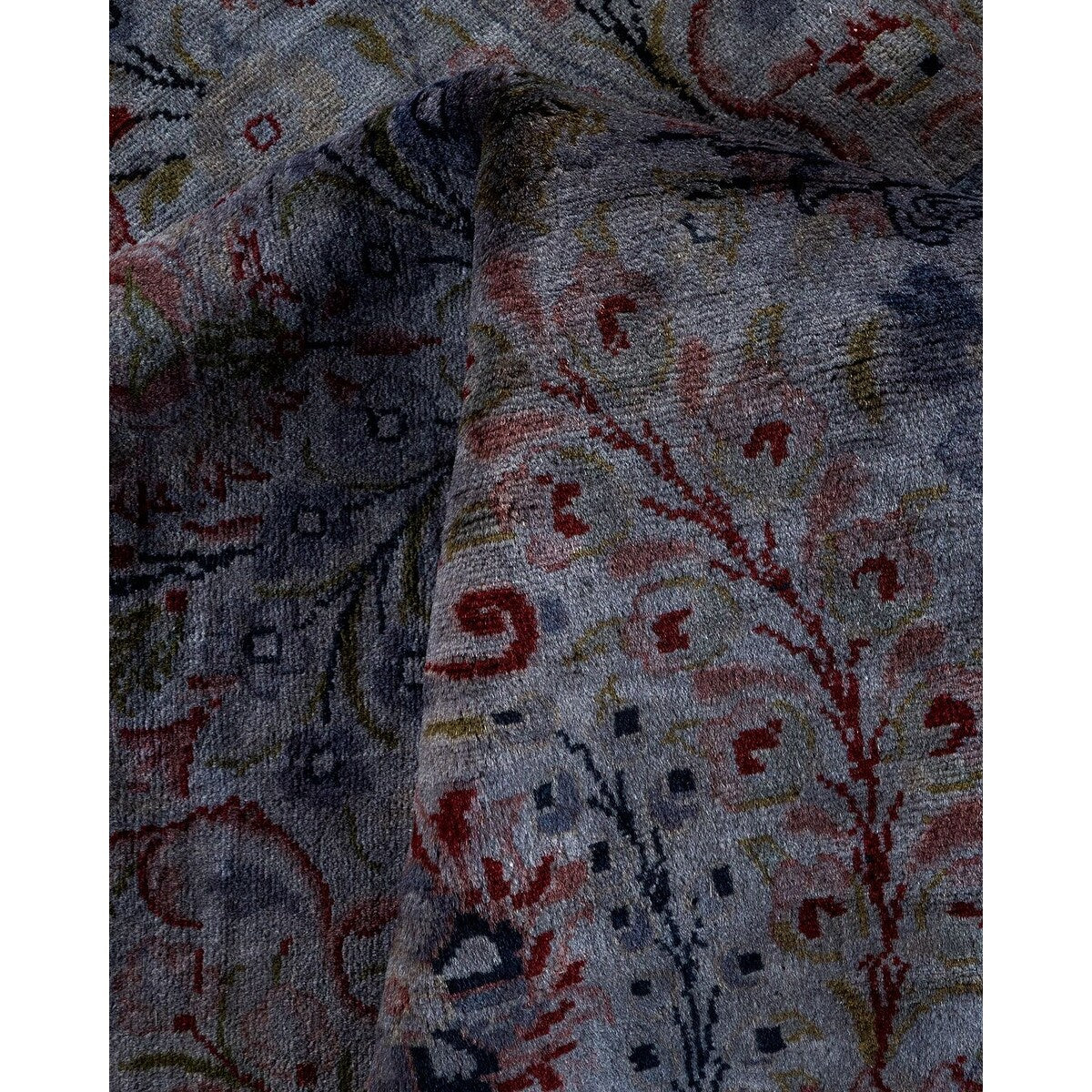 Overton Hand Knotted Wool Vintage Inspired Modern Contemporary Overdyed Gray Area Rug - 8' 1" x 10' 0"