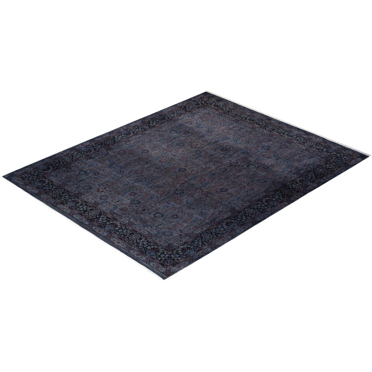 Overton Hand Knotted Wool Vintage Inspired Modern Contemporary Overdyed Gray Area Rug - 8' 1" x 10' 0"