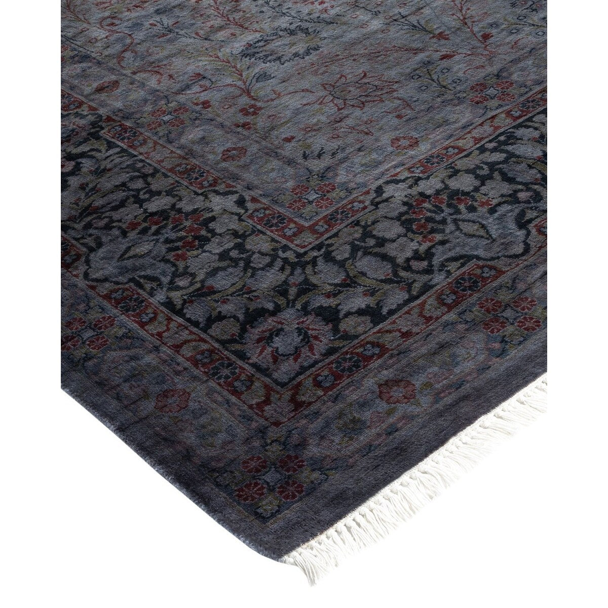 Overton Hand Knotted Wool Vintage Inspired Modern Contemporary Overdyed Gray Area Rug - 8' 1" x 10' 0"
