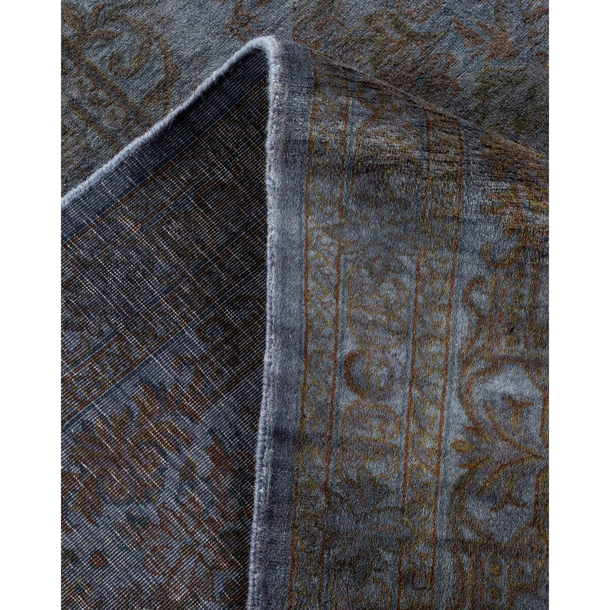 Overton Hand Knotted Wool Vintage Inspired Modern Contemporary Overdyed Gray Area Rug - 8' 3" x 10' 2"