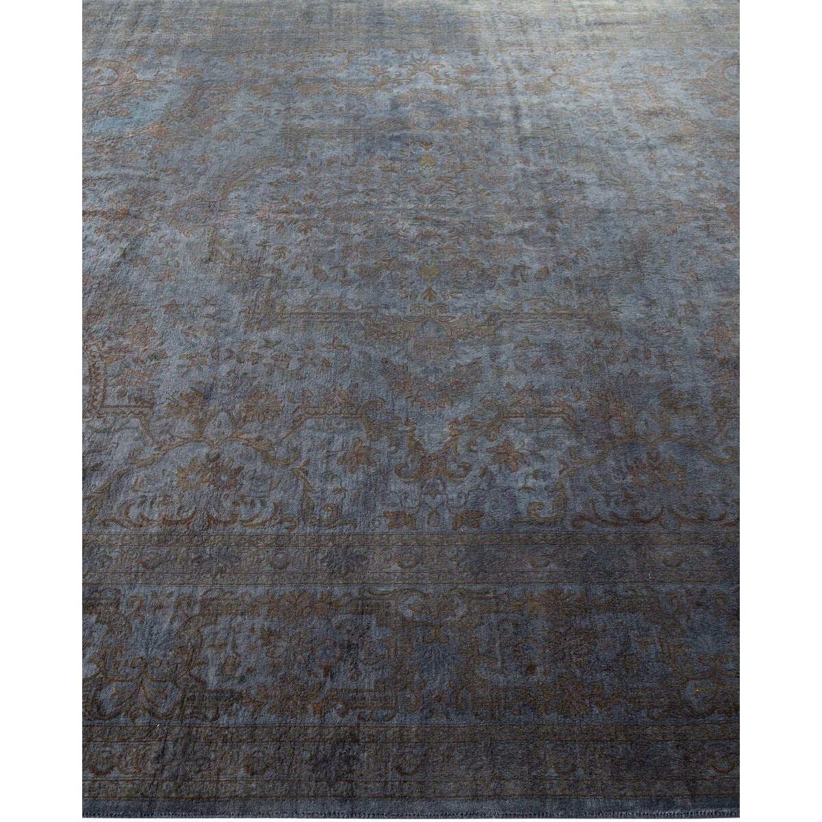Overton Hand Knotted Wool Vintage Inspired Modern Contemporary Overdyed Gray Area Rug - 8' 3" x 10' 2"