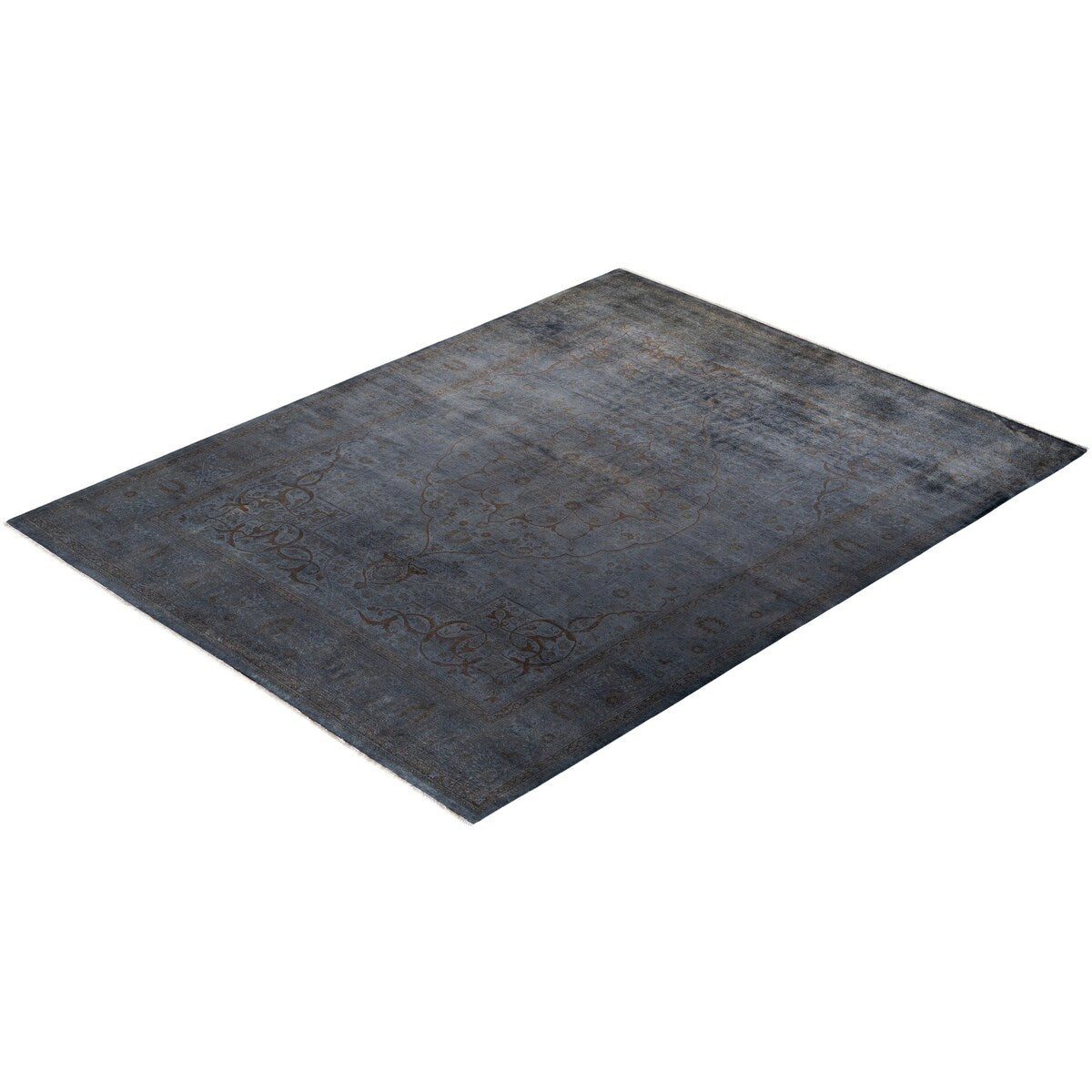 Overton Hand Knotted Wool Vintage Inspired Modern Contemporary Overdyed Gray Area Rug - 8' 3" x 10' 8"