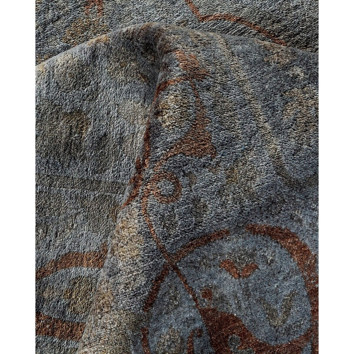 Overton Hand Knotted Wool Vintage Inspired Modern Contemporary Overdyed Gray Area Rug - 8' 3" x 10' 8"