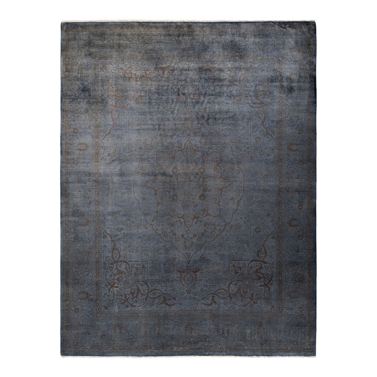 Overton Hand Knotted Wool Vintage Inspired Modern Contemporary Overdyed Gray Area Rug - 8' 3" x 10' 8"