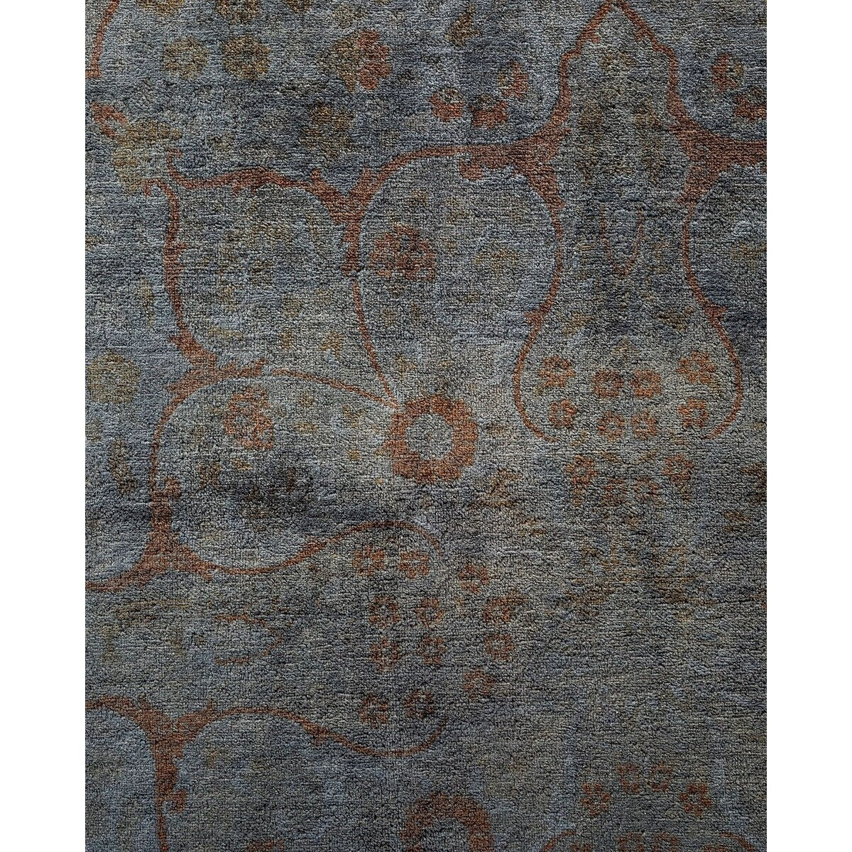 Overton Hand Knotted Wool Vintage Inspired Modern Contemporary Overdyed Gray Area Rug - 8' 3" x 10' 8"