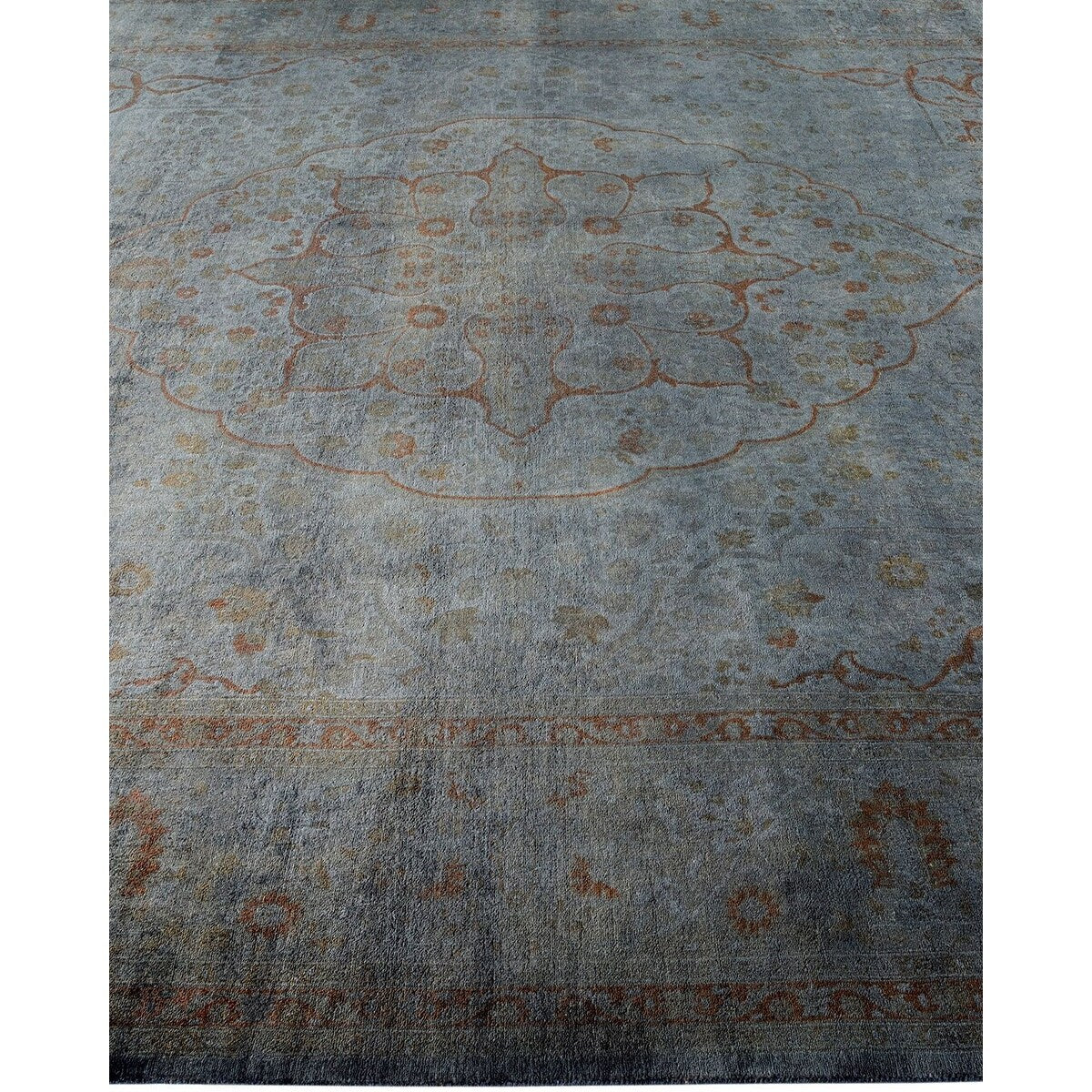 Overton Hand Knotted Wool Vintage Inspired Modern Contemporary Overdyed Gray Area Rug - 8' 3" x 10' 8"