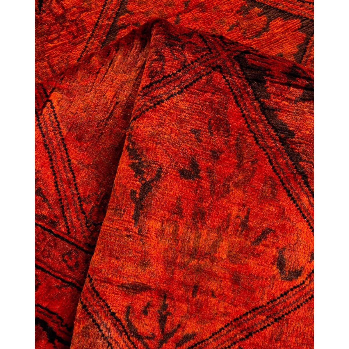 Overton Hand Knotted Wool Vintage Inspired Modern Contemporary Overdyed Orange Runner Rug - 2' 7" x 6' 10"