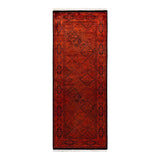 Overton Hand Knotted Wool Vintage Inspired Modern Contemporary Overdyed Orange Runner Rug - 2' 7" x 6' 10"