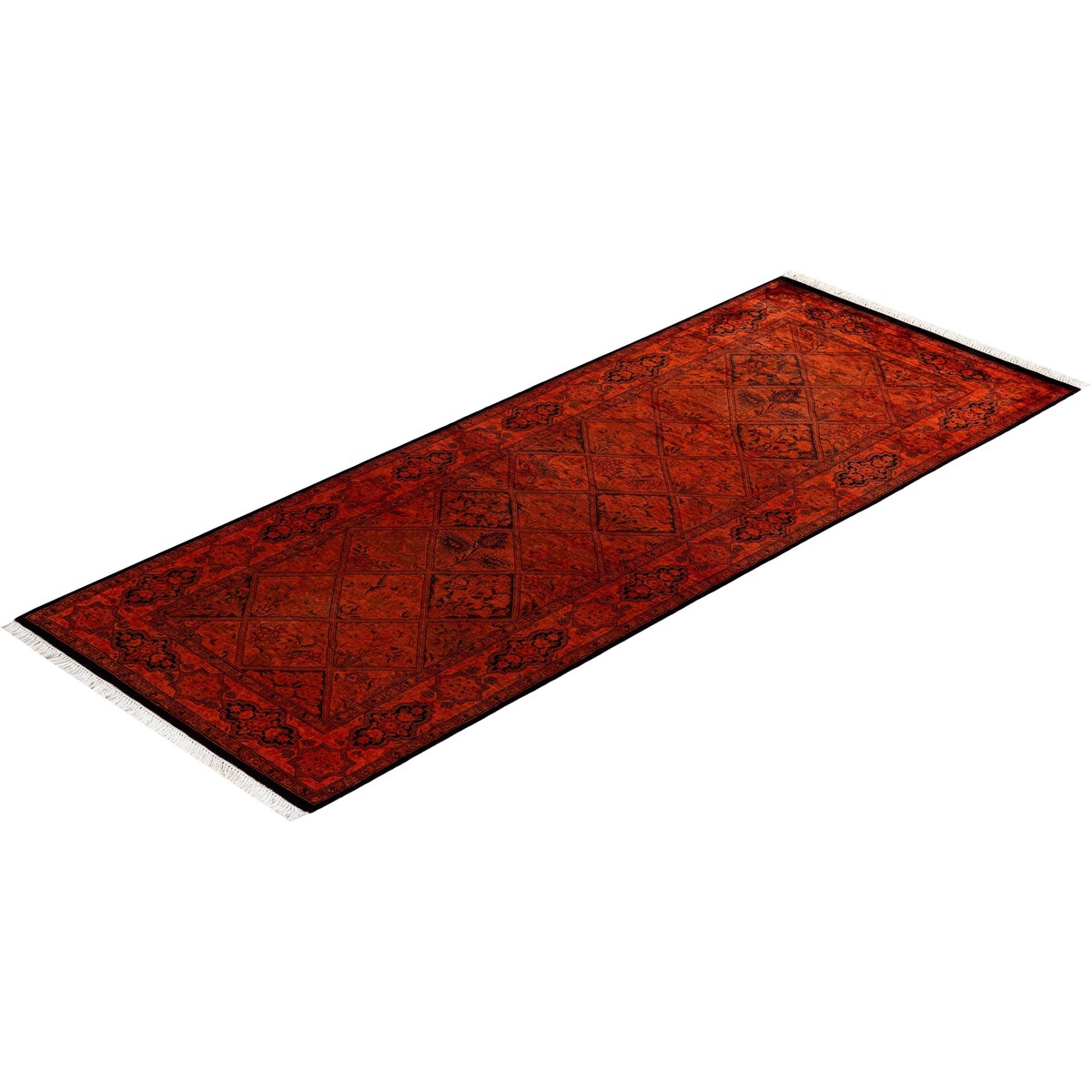 Overton Hand Knotted Wool Vintage Inspired Modern Contemporary Overdyed Orange Runner Rug - 2' 7" x 6' 10"