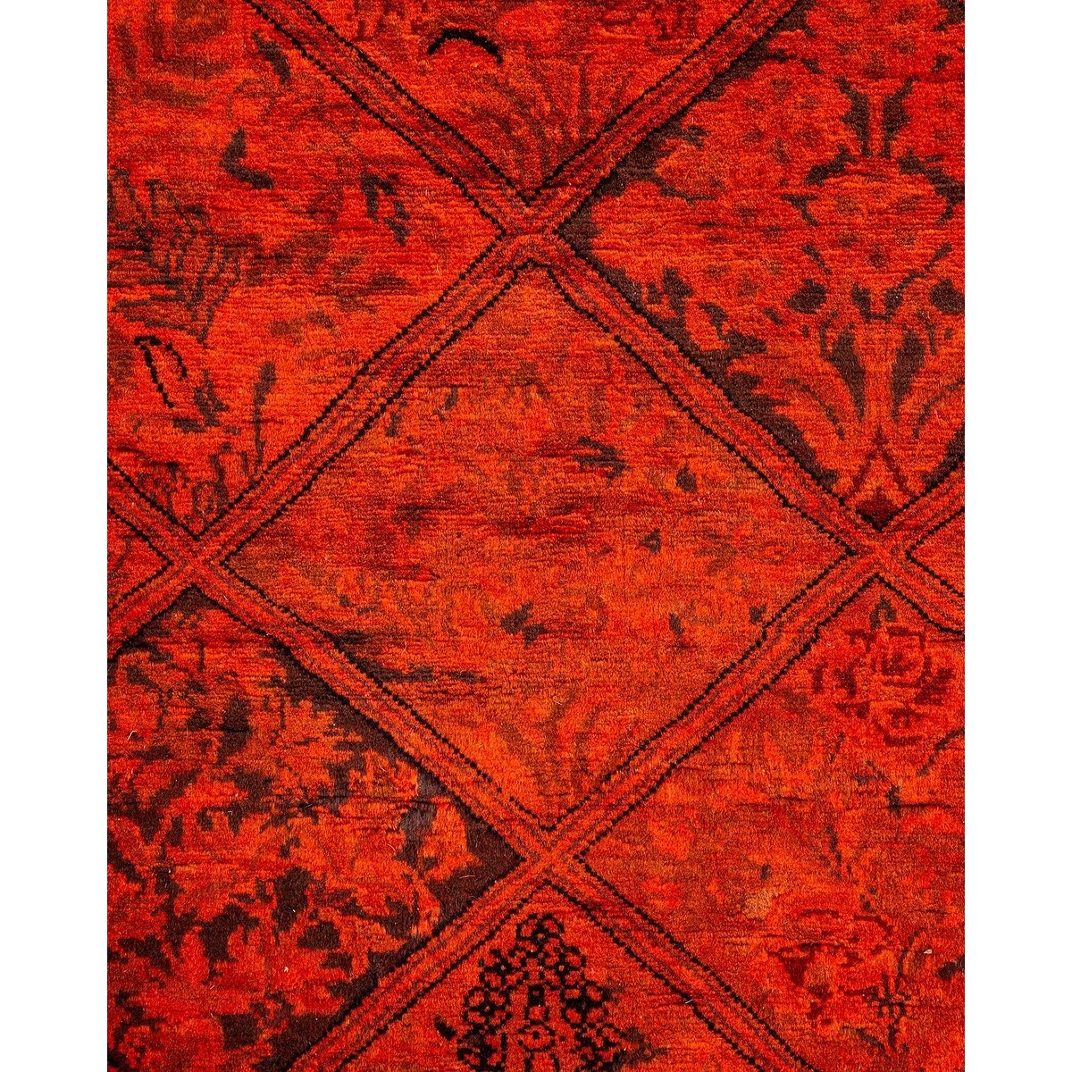 Overton Hand Knotted Wool Vintage Inspired Modern Contemporary Overdyed Orange Runner Rug - 2' 7" x 6' 10"