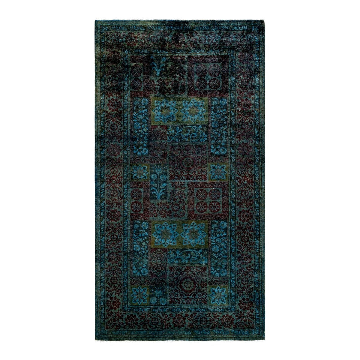 Overton Hand Knotted Wool Vintage Inspired Modern Contemporary Overdyed Multi Area Rug - 5' 3" x 9' 10"